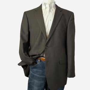 Andrew Fezza Plaid Blazer 46R Brown Sport Coat Suit Jacket‎ Excellent Condition
